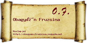 Obagyán Fruzsina névjegykártya